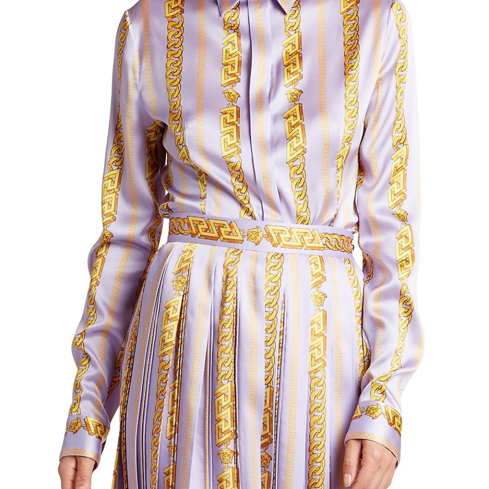 Versace Chain Print Silk-Blend Shirt - Picture 4 of 16
